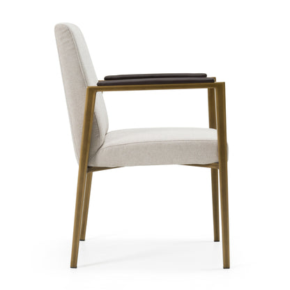 Modrest Sanders Modern Off-White Fabric Brass Dining Chair
