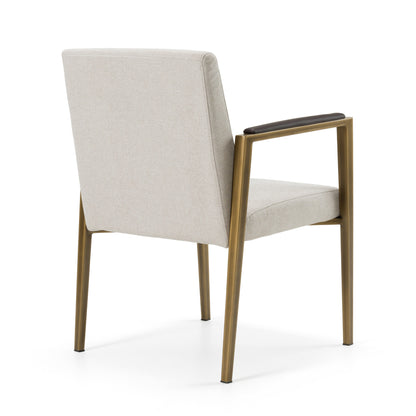 Modrest Sanders Modern Off-White Fabric Brass Dining Chair