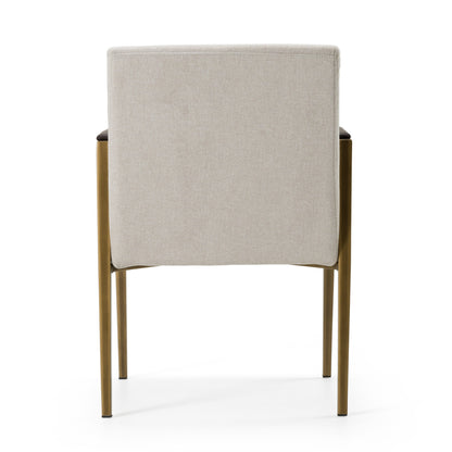 Modrest Sanders Modern Off-White Fabric Brass Dining Chair