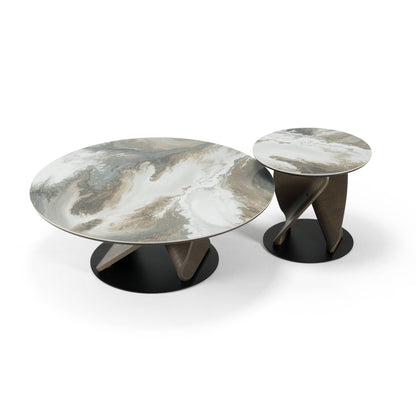 Modrest Schiff Modern Marbled Ceramic Coffee Table Set