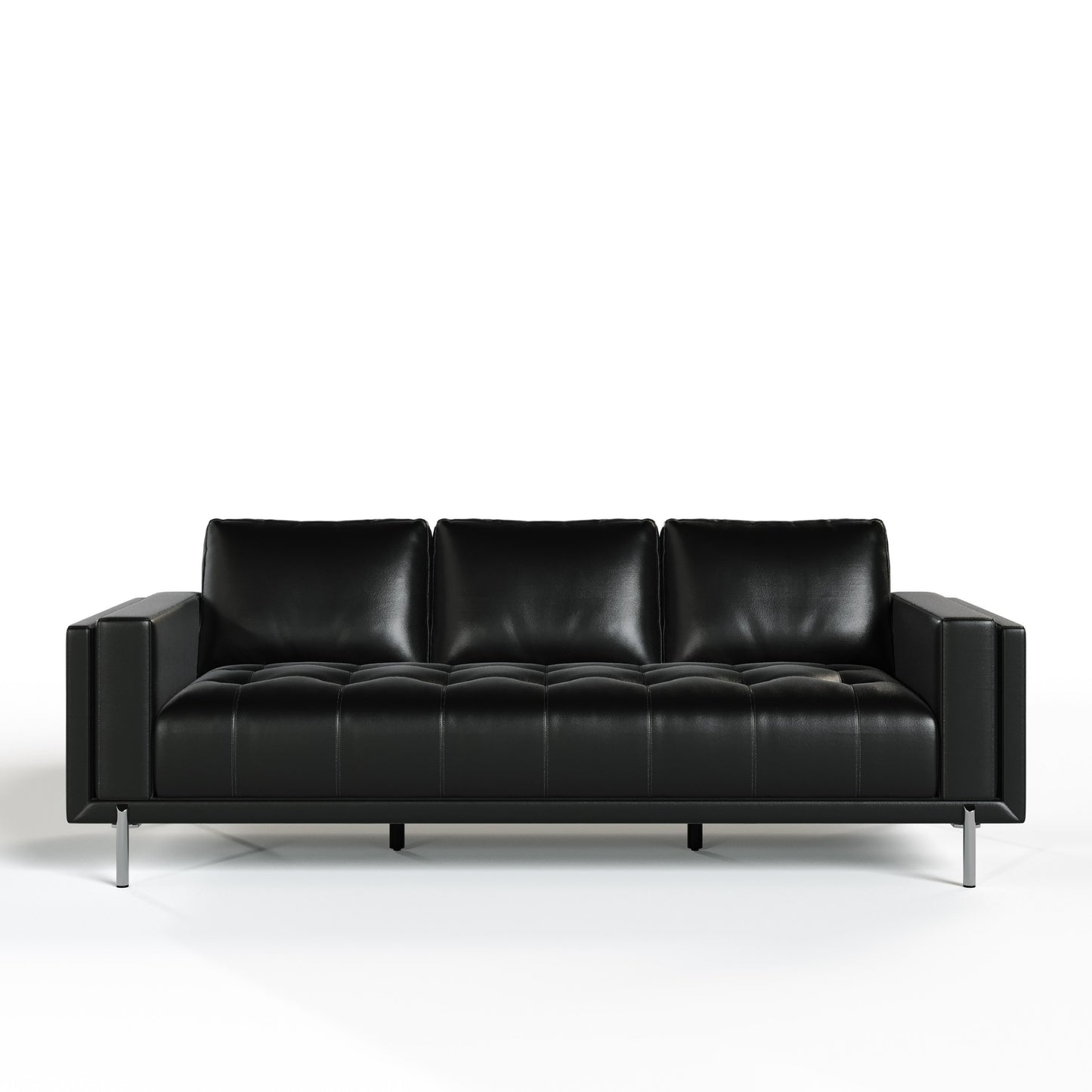 Divani Casa Schmidt Modern Black Leather Sofa 2 Chairs