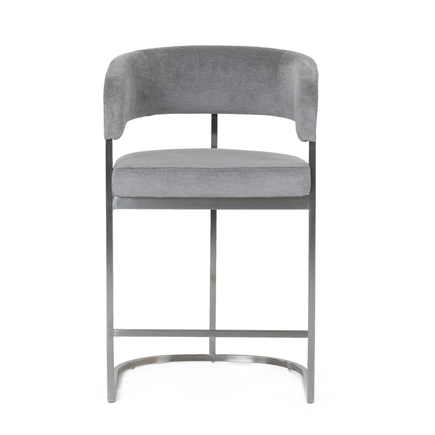 Modrest Sebastian Modern Grey Fabric Stainless Steel Counter Chair