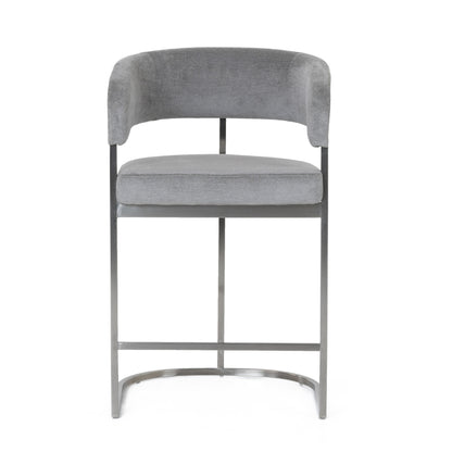 Modrest Sebastian Modern Grey Fabric Stainless Steel Counter Chair