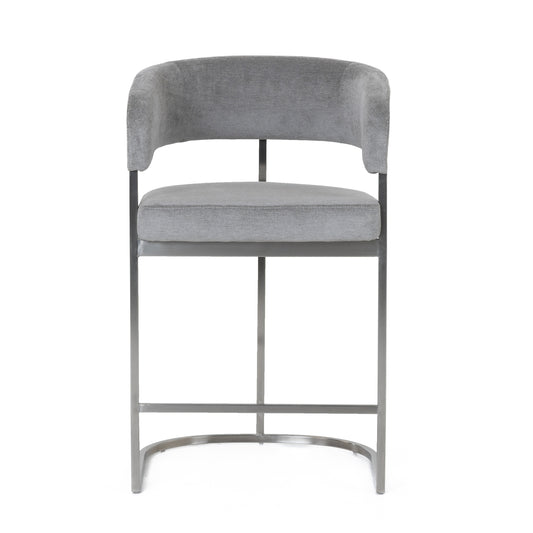 Modrest Sebastian Modern Grey Fabric Stainless Steel Counter Chair