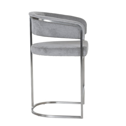 Modrest Sebastian Modern Grey Fabric Stainless Steel Counter Chair