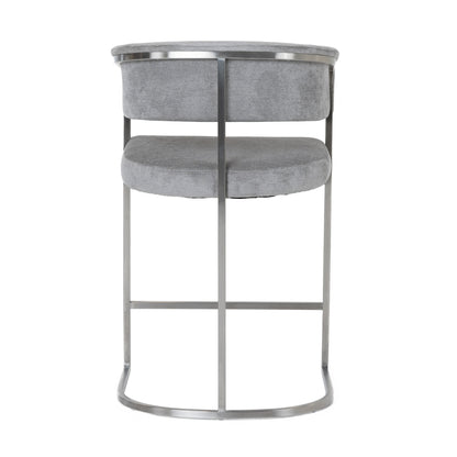 Modrest Sebastian Modern Grey Fabric Stainless Steel Counter Chair