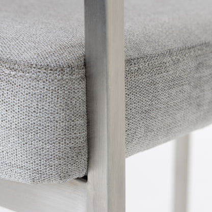 Modrest Sebastian Modern Grey Fabric Stainless Steel Counter Chair