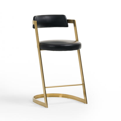 Modrest Shandra Black Pleather Gold Counter Stool