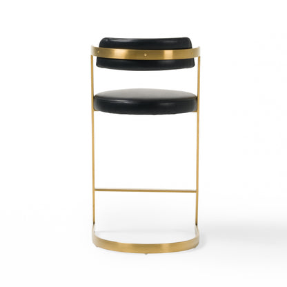 Modrest Shandra Black Pleather Gold Counter Stool