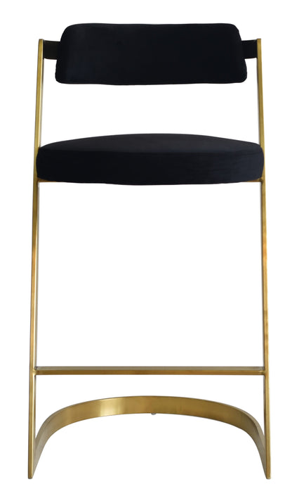 Modrest Shandra Black Velvet Gold Counter Stool