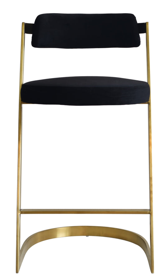Modrest Shandra Black Velvet Gold Counter Stool