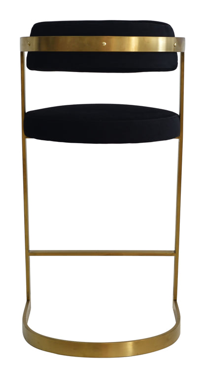 Modrest Shandra Black Velvet Gold Counter Stool