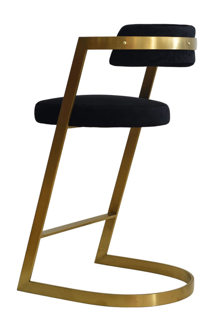Modrest Shandra Black Velvet Gold Counter Stool