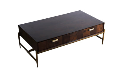 Modrest Shane Modern Acacia and Brass Coffee Table