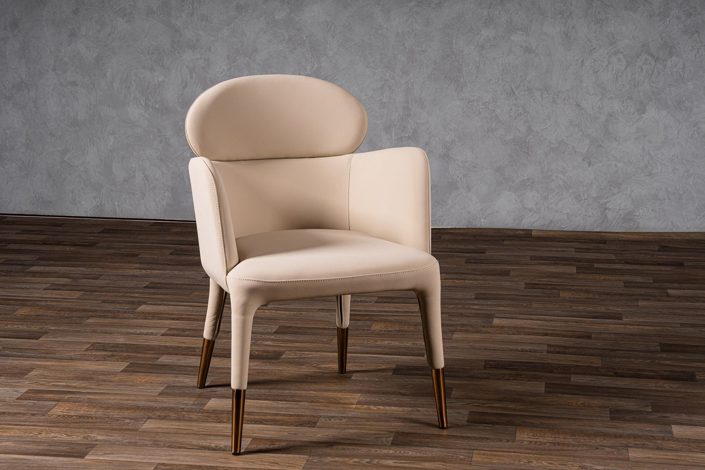 Modrest Shannon Modern Beige Vegan Leather Rosegold Dining Chair