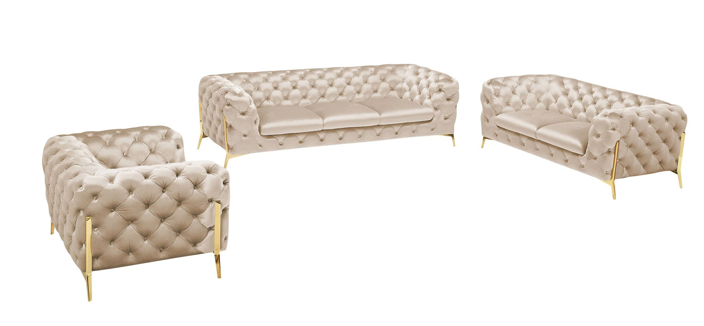 Divani Casa Sheila Transitional Light Beige Fabric Sofa Set