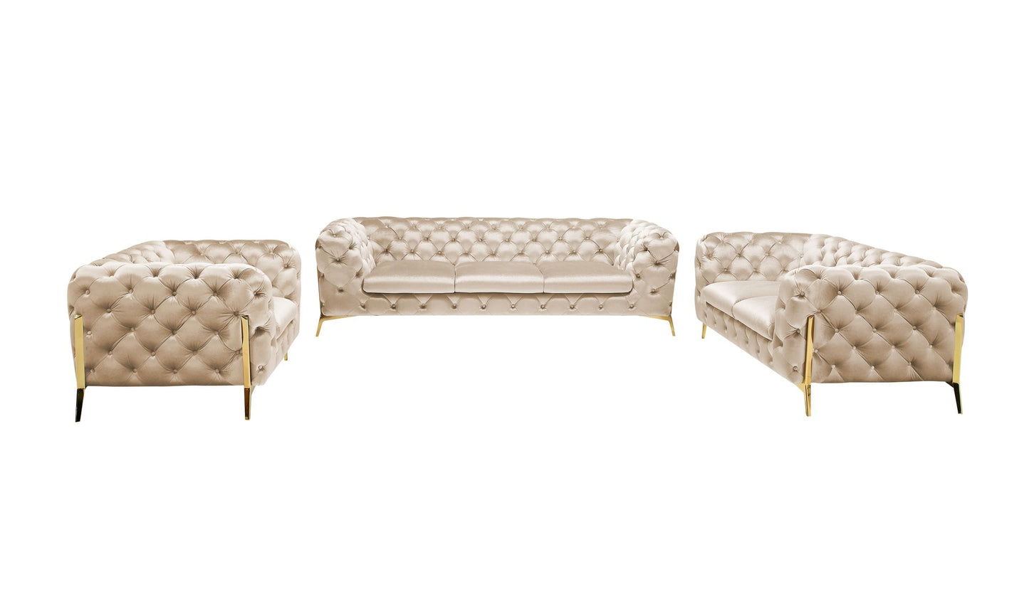 Divani Casa Sheila Transitional Light Beige Fabric Sofa Set