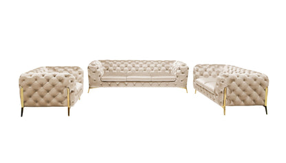 Divani Casa Sheila Transitional Light Beige Fabric Sofa Set