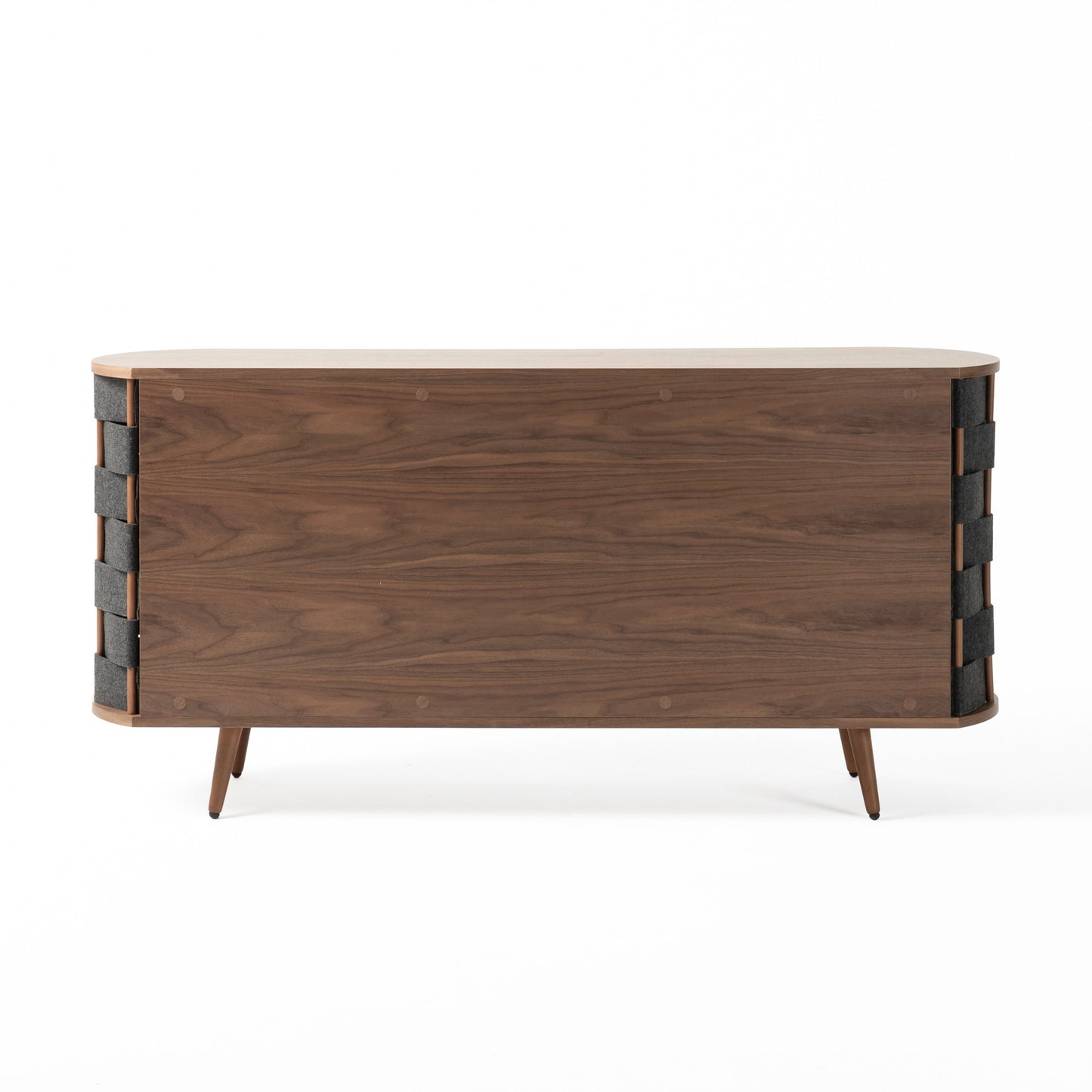 Modrest Sheridan Mid-Century Modern Grey Fabric Walnut Buffet