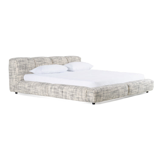 East King Modrest Shiloh Modern Off-White Black Fabric Bed