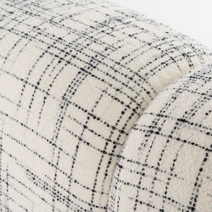 East King Modrest Shiloh Modern Off-White Black Fabric Bed
