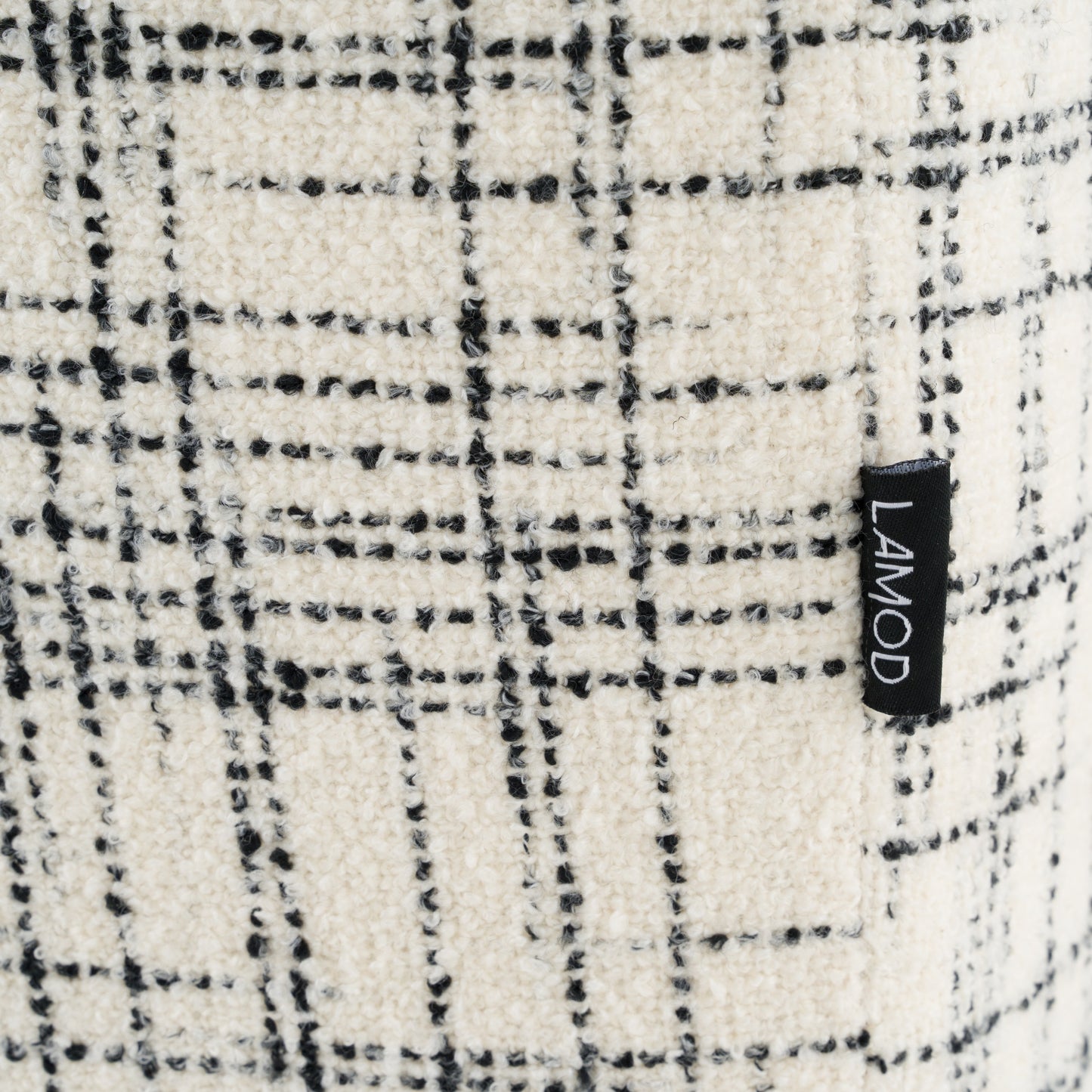 East King Modrest Shiloh Modern Off-White Black Fabric Bed