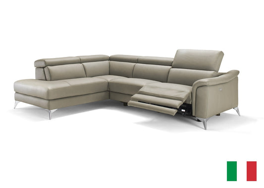 Lamod Italia Monte Carlo Italian Modern Taupe Leather LAF Sectional Sofa