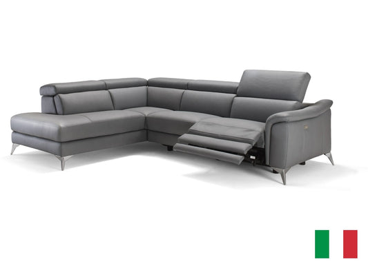 Lamod Italia Monte Carlo Italian Modern Grey Leather LAF Sectional Sofa