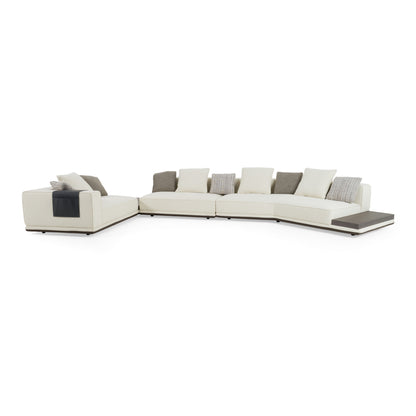 Lamod Siret Modern Ivory Fabric Modular Sectional W/ Coffee Table
