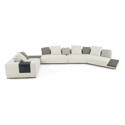 Lamod Siret Modern Ivory Fabric Modular Sectional W/ Coffee Table