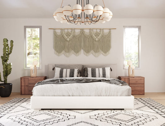 Nova Domus Sogno Italian Modern Beige Fabric Low Headboard EK Bed