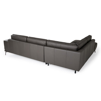 Lamod Italia Soho Italian Left Facing Grey Nirvana Fume Leather Sectional Sofa