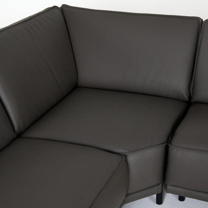 Lamod Italia Soho Italian Left Facing Grey Nirvana Fume Leather Sectional Sofa