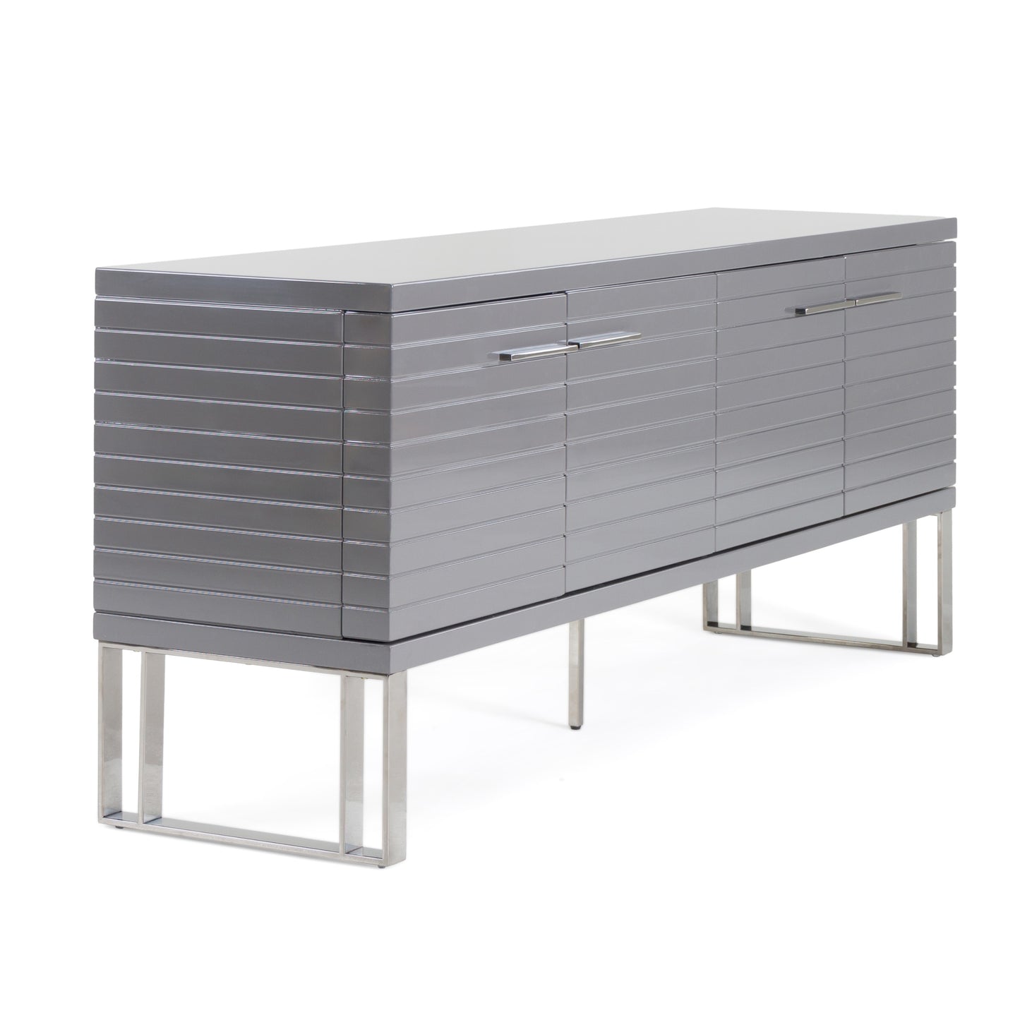 Modrest Splendor Grey High Gloss Slatted Buffet