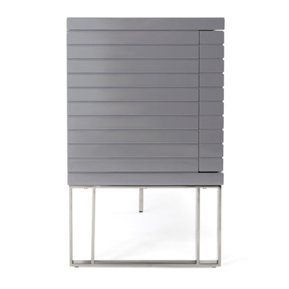 Modrest Splendor Grey High Gloss Slatted Buffet