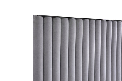 Modrest Splendor Silver Grey Velvet Upholstered King Platform Bed