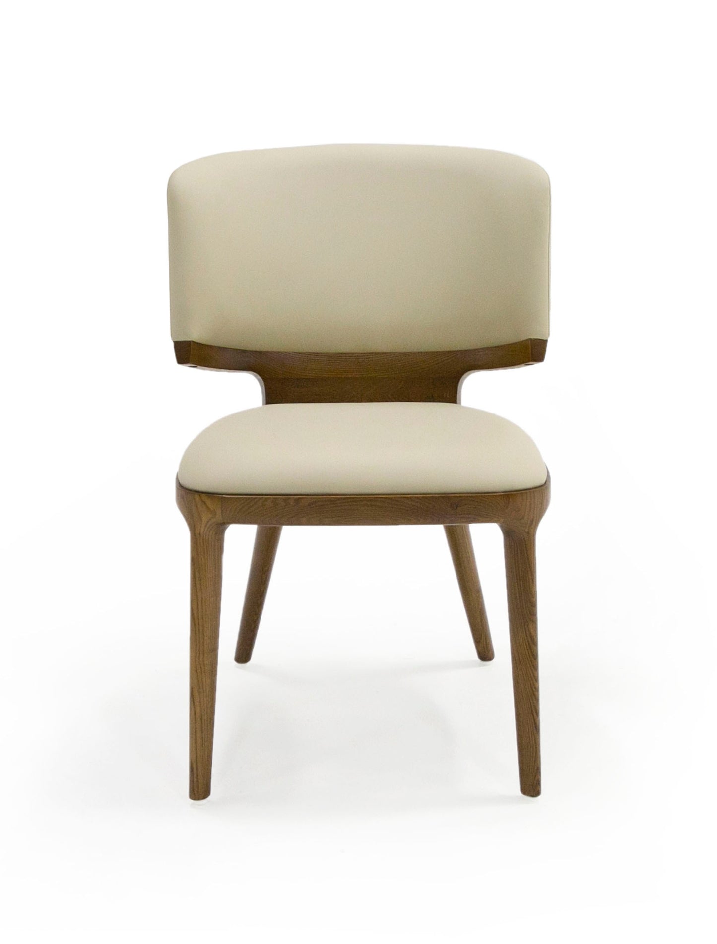 Modrest Stanley Contemporary Beige Leatherette and Walnut Set of 2 Dining Chair