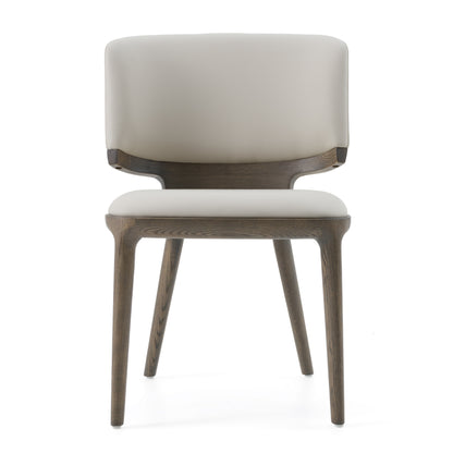 Modrest Stanley Contemporary Grey Leatherette and Grey Ash Set of 2 Dining Chair