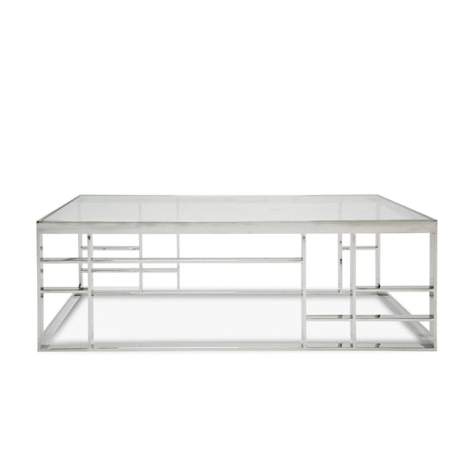Modrest Stephen Modern Glass and Stainless Steel Coffee Table