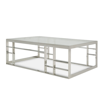 Modrest Stephen Modern Glass and Stainless Steel Coffee Table