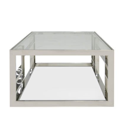Modrest Stephen Modern Glass and Stainless Steel Coffee Table