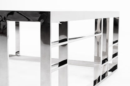 Modrest Stephen Modern Glass and Stainless Steel Square Coffee Table