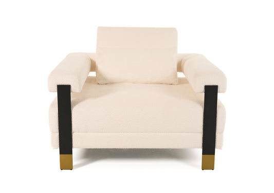 Divani Casa Stratford Modern Off-White Fabric Accent Chair