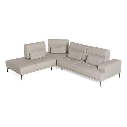 Lamod Italia Sunset Contemporary Italian Grey Leather Left Facing Sectional Sofa