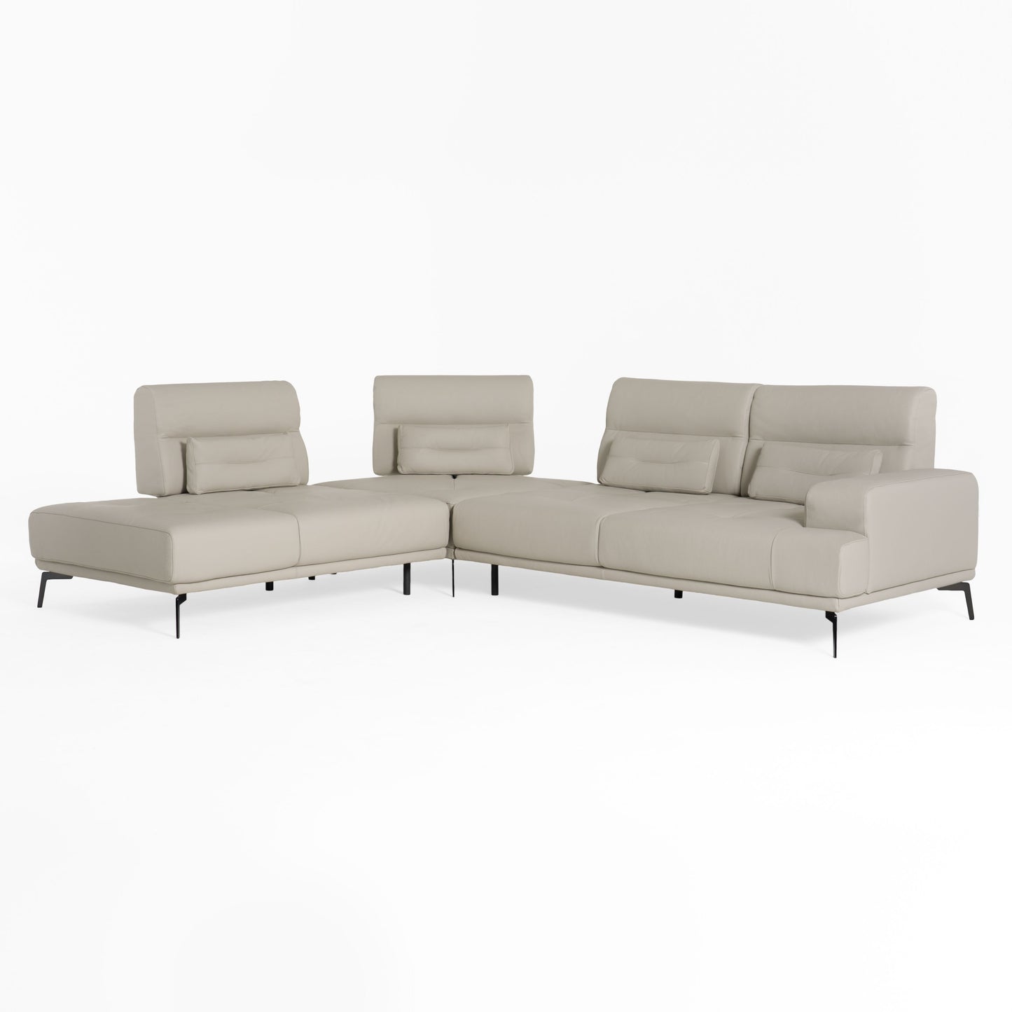 Lamod Italia Sunset Contemporary Italian Grey Leather Left Facing Sectional Sofa