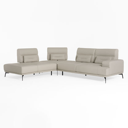 Lamod Italia Sunset Contemporary Italian Grey Leather Left Facing Sectional Sofa