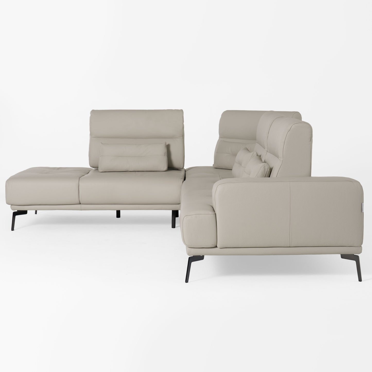 Lamod Italia Sunset Contemporary Italian Grey Leather Left Facing Sectional Sofa