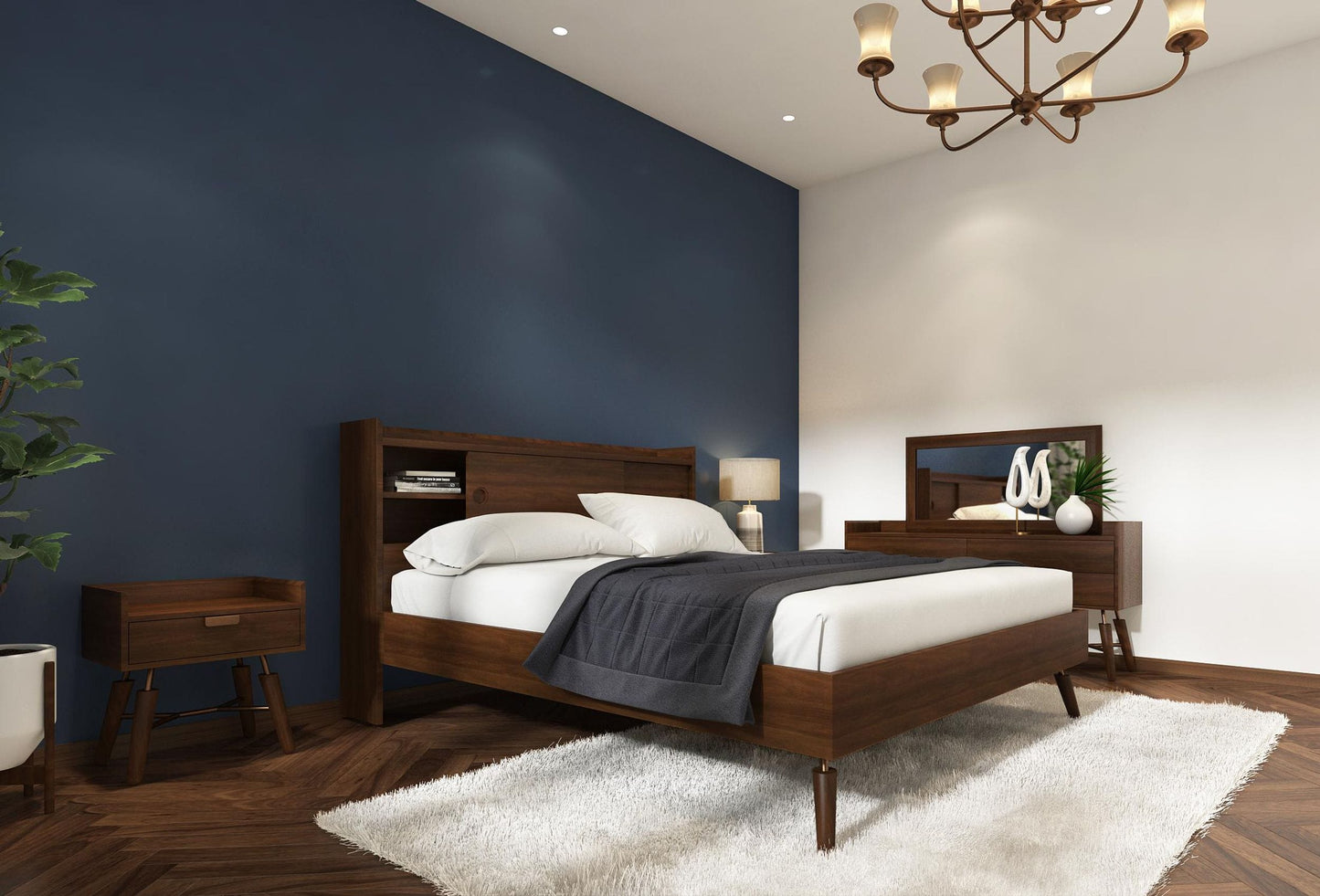 Modrest Sutton Queen Mid-Century Elisa Acacia Wood Bed