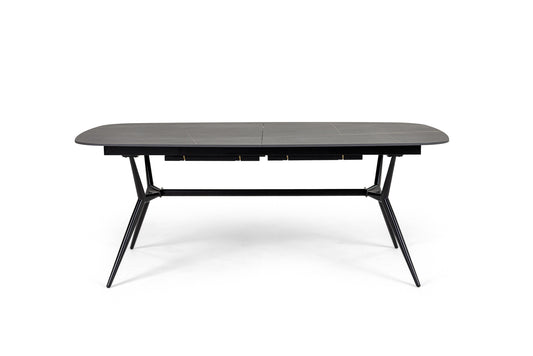 Modrest Suzie Modern Ceramic Black Ash Extendable Dining Table