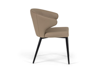 Modrest Suzie Modern Beige Vegan Leather Black Dining Chair